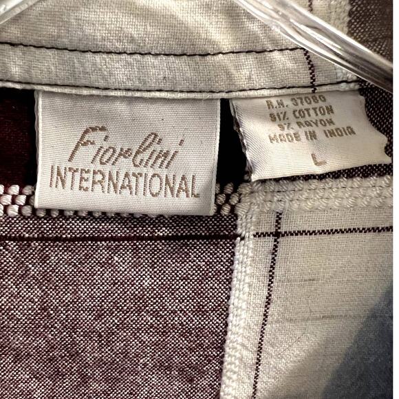 Fiorlini International, Plaid, Zip front shirt, collar, L - Picture 4 of 9